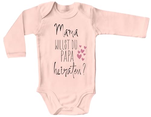 Blauer-Storch Baby Body mit Druck Mama, willst du Papa heiraten? Hochzeitsantrag Geschenk für Kleinkind Langarm Bio Baumwolle von Blauer-Storch