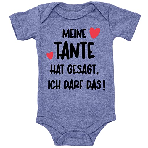 Blauer-Storch Baby Body mit Druck Meine Tante sagt Ich darf das! Geschenk für Kleinkind Kurzarm Bio Baumwolle von Blauer-Storch