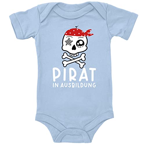 Blauer-Storch Baby Body mit Druck Pirat in Ausbildung Geschenk für Kleinkind Kurzarm Bio Baumwolle von Blauer-Storch