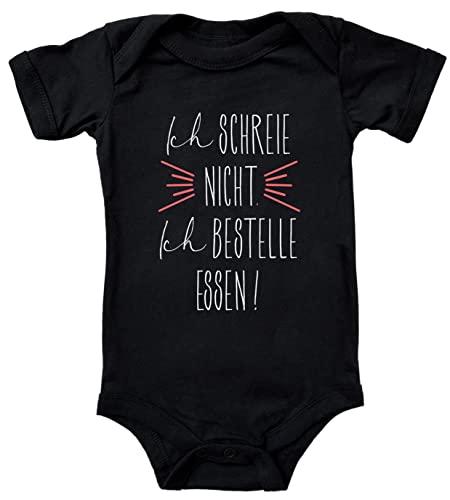 Blauer-Storch Baby Body mit Spruch Ich schreie nicht ich bestelle Essen Geschenk zum Geburtstag für Kleinkind Kurzarm Bio Baumwolle von Blauer-Storch