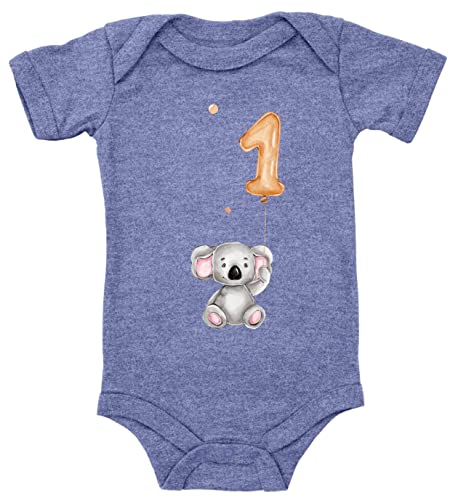 Blauer-Storch Baby Body zum 1. Geburtstag Koala mit Luftballon Geschenk zum Geburtstag für Kleinkind Kurzarm Bio Baumwolle von Blauer-Storch
