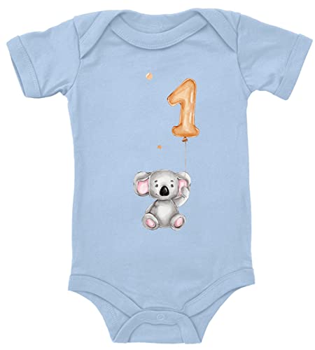 Blauer-Storch Baby Body zum 1. Geburtstag Koala mit Luftballon Geschenk zum Geburtstag für Kleinkind Kurzarm Bio Baumwolle von Blauer-Storch