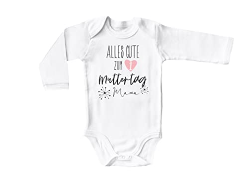 Blauer-Storch Babybody mit Druck Baby Body Alles Gute zum ersten Mutter Tag Mama Sterne Geschenk zur Geburt zum Geburtstag für Kleinkind Langarm Bio Baumwolle von Blauer-Storch