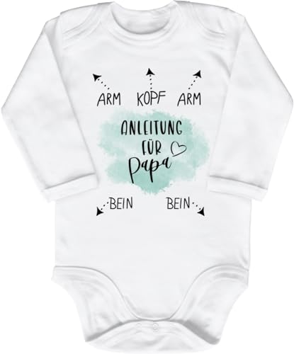 Blauer-Storch Babybody mit Druck Baby Body Anleitung für Papa Geschenk zum Geburtstag für Kleinkind Langarm Bio Baumwolle von Blauer-Storch