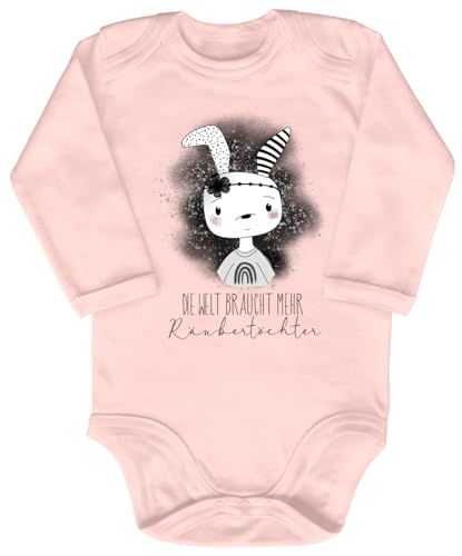 Blauer-Storch Babybody mit Druck Baby Body Die Welt braucht mehr Räubertöchter Hase Geschenk zur Geburt zum Geburtstag für Kleinkind Langarm Bio Baumwolle von Blauer-Storch