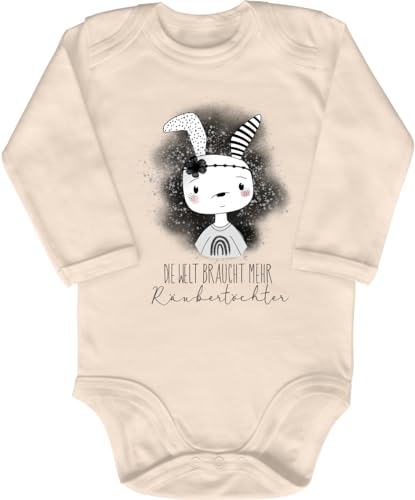 Blauer-Storch Babybody mit Druck Baby Body Die Welt braucht mehr Räubertöchter Hase Geschenk zur Geburt zum Geburtstag für Kleinkind Langarm Bio Baumwolle von Blauer-Storch