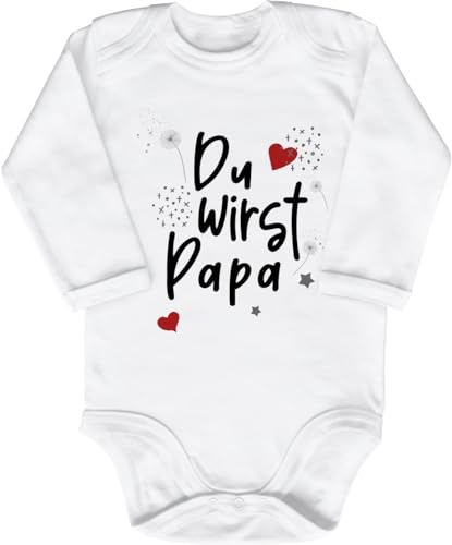 Blauer-Storch Babybody mit Druck Baby Body Du wirst Papa Überraschung Geschenk zum Geburtstag für Kleinkind Langarm Bio Baumwolle von Blauer-Storch