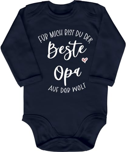 Blauer-Storch Babybody mit Druck Baby Body Für mich bist du der beste Opa auf der Welt Spruch Geschenk zur Geburt zum Geburtstag für Kleinkind Langarm Bio Baumwolle von Blauer-Storch