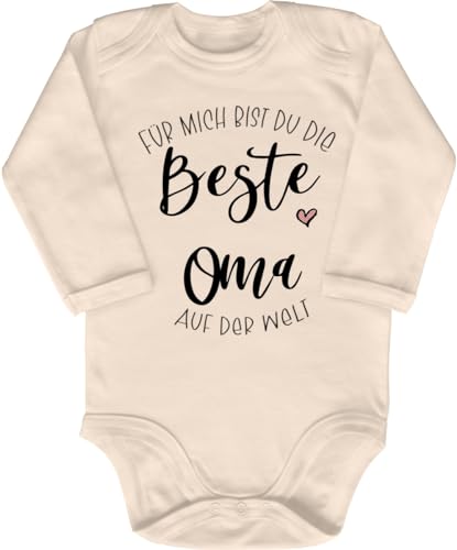 Blauer-Storch Babybody mit Druck Baby Body Für mich bist du die beste Oma auf der Welt Spruch Geschenk zur Geburt zum Geburtstag für Kleinkind Langarm Bio Baumwolle von Blauer-Storch