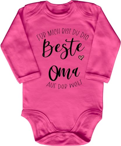 Blauer-Storch Babybody mit Druck Baby Body Für mich bist du die beste Oma auf der Welt Spruch Geschenk zur Geburt zum Geburtstag für Kleinkind Langarm Bio Baumwolle von Blauer-Storch