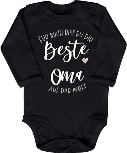 Blauer-Storch Babybody mit Druck Baby Body Für mich bist du die beste Oma auf der Welt Spruch Geschenk zur Geburt zum Geburtstag für Kleinkind Langarm Bio Baumwolle von Blauer-Storch