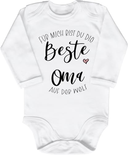 Blauer-Storch Babybody mit Druck Baby Body Für mich bist du die beste Oma auf der Welt Spruch Geschenk zur Geburt zum Geburtstag für Kleinkind Langarm Bio Baumwolle von Blauer-Storch