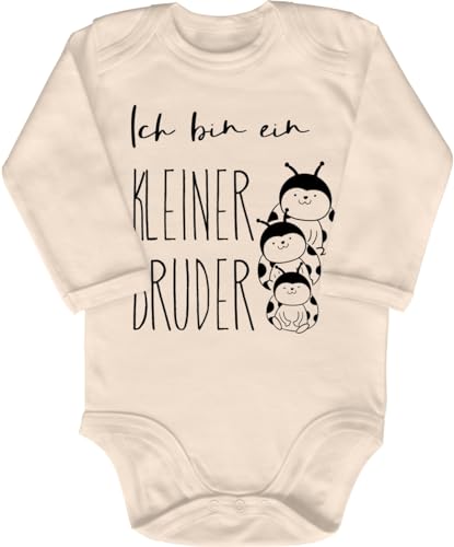 Blauer-Storch Babybody mit Druck Baby Body Ich bin ein kleiner Bruder Marien-Käfer Jungen Geschenk zur Geburt zum Geburtstag für Kleinkind Langarm Bio Baumwolle von Blauer-Storch