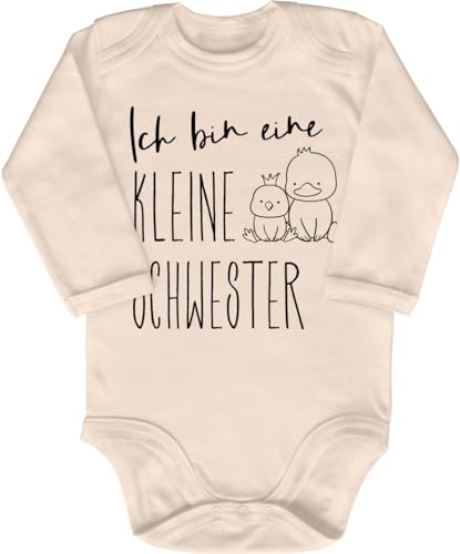 Blauer-Storch Babybody mit Druck Baby Body Ich bin eine kleine Schwester Enten Krone Mädchen Geschenk zur Geburt zum Geburtstag für Kleinkind Langarm Bio Baumwolle von Blauer-Storch