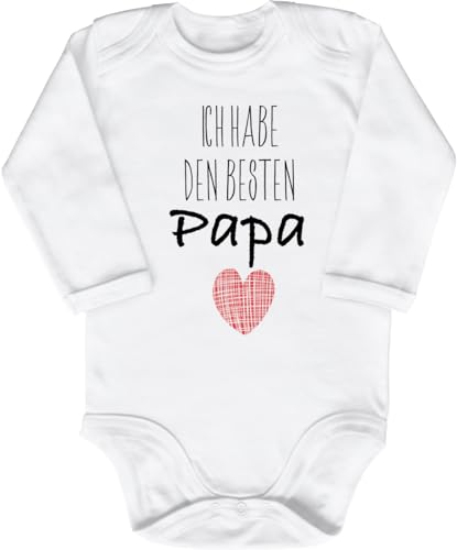 Blauer-Storch Babybody mit Druck Baby Body Ich habe den besten Papa Herz Geschenk zur Geburt zum Geburtstag für Kleinkind Langarm Bio Baumwolle von Blauer-Storch