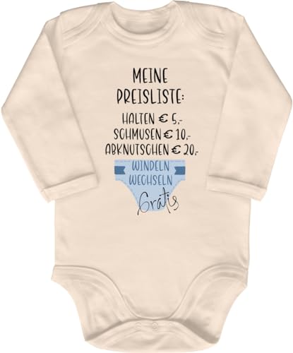 Blauer-Storch Babybody mit Druck Baby Body Meine Preisliste Geschenk für Kleinkind Langarm Bio Baumwolle von Blauer-Storch