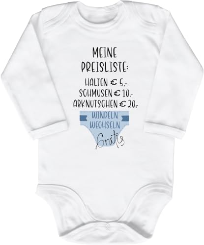 Blauer-Storch Babybody mit Druck Baby Body Meine Preisliste Geschenk für Kleinkind Langarm Bio Baumwolle von Blauer-Storch