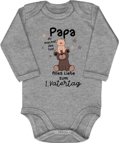 Blauer-Storch Babybody mit Druck Baby Body Papa du machst das Toll Erster Vatertag Bärchen Geschenk für Kleinkind Langarm Bio Baumwolle von Blauer-Storch