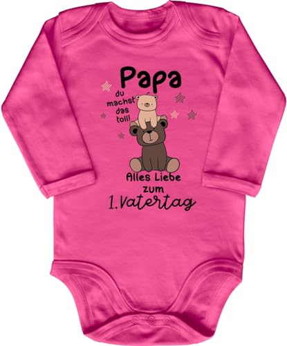 Blauer-Storch Babybody mit Druck Baby Body Papa du machst das Toll Erster Vatertag Bärchen Geschenk für Kleinkind Langarm Bio Baumwolle von Blauer-Storch