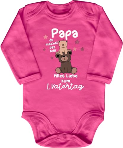 Blauer-Storch Babybody mit Druck Baby Body Papa du machst das Toll Erster Vatertag Bärchen Geschenk für Kleinkind Langarm Bio Baumwolle von Blauer-Storch