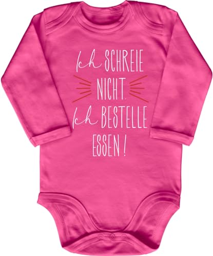 Blauer-Storch Babybody mit Druck Baby Body mit Spruch Ich schreie nicht ich bestelle Essen Geschenk zum Geburtstag für Kleinkind Langarm Bio Baumwolle von Blauer-Storch