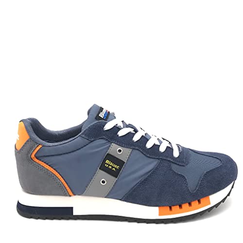 Blauer USA S3Queens01 Navy Orange Sportschuhe für Herren aus Nubuk und Stoff, dunkelblau, 45 EU von Blauer