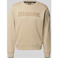 Blauer Usa Sweatshirt mit Label-Print Modell 'Crosby' in Beige, Größe XL von Blauer Usa