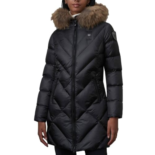 Blauer Damen IMPERMEABILE/Trench LUNGHI Imbottito Piuma Alternativer Daunenmantel, 999TT Nero int. Biscotto, XL von Blauer