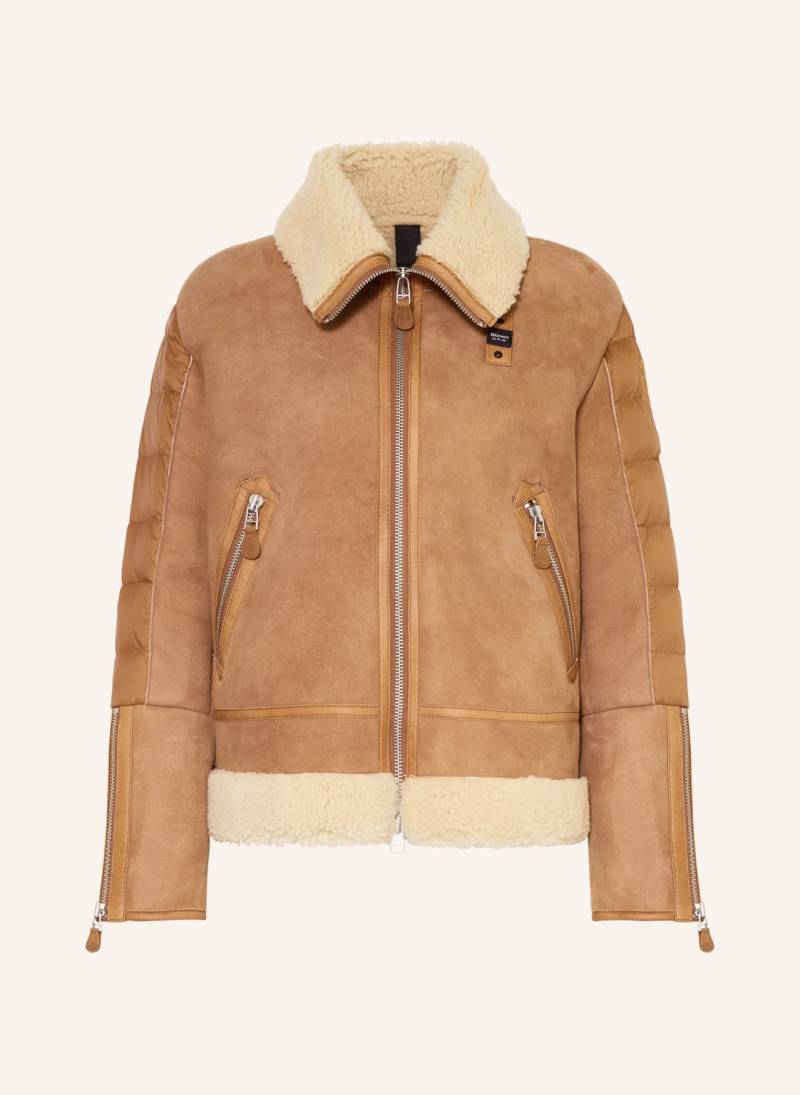 Blauer Lederjacke Alhambra Im Materialmix braun von Blauer