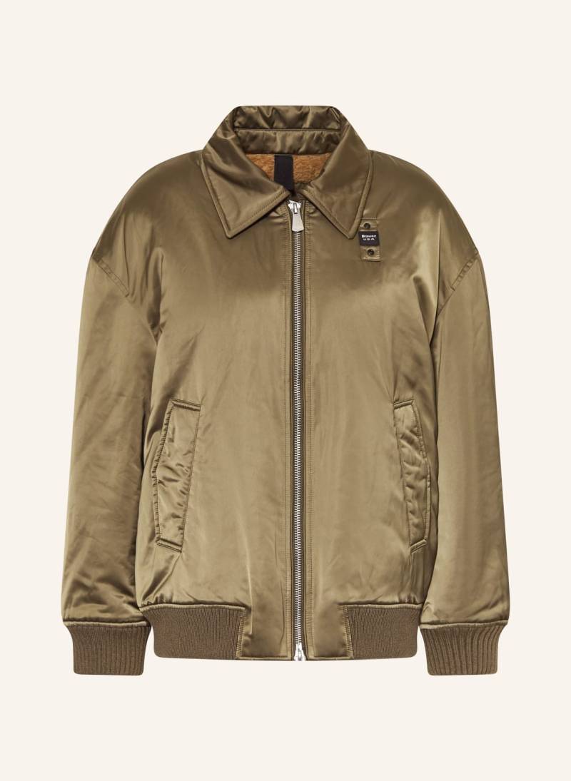 Blauer Satinblouson Savin gruen von Blauer
