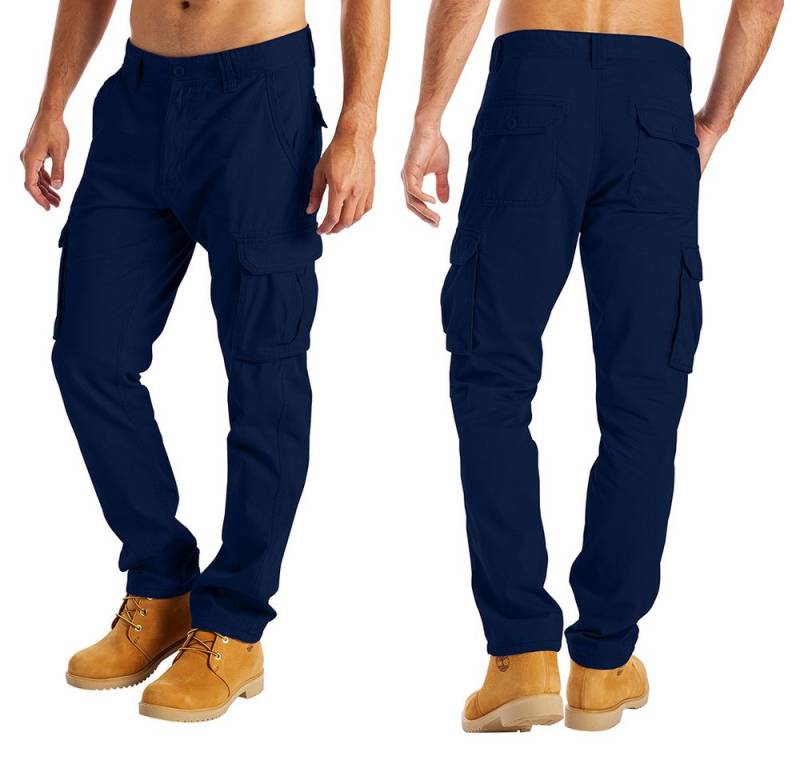 BlauerHafen Cargohose BlauerHafen Herren Cargo Hose 6 Taschen 100% Baumwolle Arbeitshose von BlauerHafen