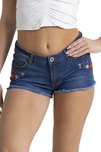 BlauerHafen Damen Jeans Shorts Embroidery Designer Stretch Destroyed Hotpant Sommer Strand Party Essentials Damen Denim Kurze Hose (Hellblau, 40) von BlauerHafen