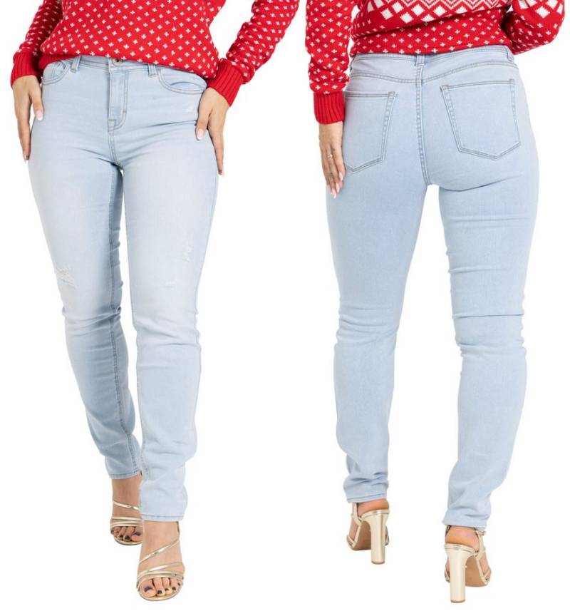 BlauerHafen Destroyed-Jeans BlauerHafen Damen Jeans Skinny Stretch Mid Rise von BlauerHafen