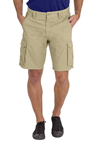 BlauerHafen Herren Cargo Arbeit Short 100% Baumwolle 6 Taschen Chino Sommer Work Safety Essential Half Pants All Waist 32-44 (Beige, 32W) von BlauerHafen