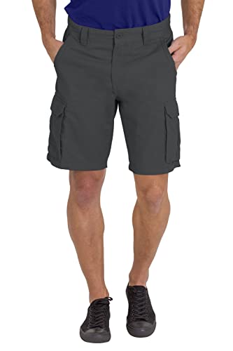 BlauerHafen Herren Cargo Arbeit Short 100% Baumwolle 6 Taschen Chino Sommer Work Safety Essential Half Pants All Waist 32-44 (Dunkelgrau, 44W) von BlauerHafen