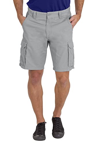 BlauerHafen Herren Cargo Arbeit Short 100% Baumwolle 6 Taschen Chino Sommer Work Safety Essential Half Pants All Waist 32-44 (Hellgrau, 36W) von BlauerHafen