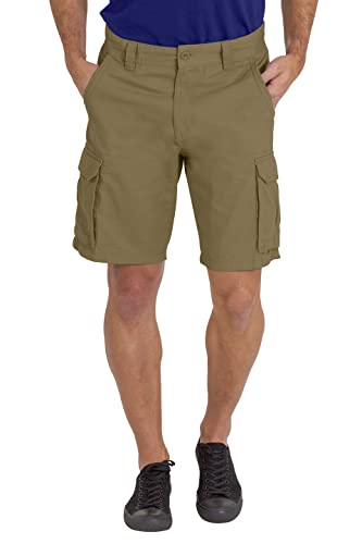BlauerHafen Herren Cargo Arbeit Short 100% Baumwolle 6 Taschen Chino Sommer Work Safety Essential Half Pants All Waist 32-44 (Khaki, 34W) von BlauerHafen