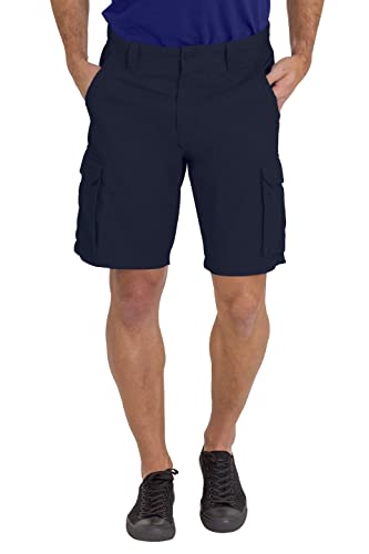 BlauerHafen Herren Cargo Arbeit Short 100% Baumwolle 6 Taschen Chino Sommer Work Safety Essential Half Pants All Waist 32-44 (Navy, 34W) von BlauerHafen