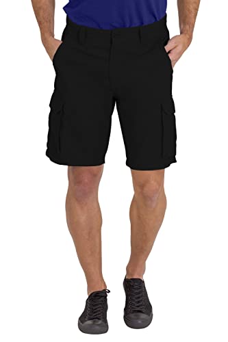 BlauerHafen Herren Cargo Arbeit Short 100% Baumwolle 6 Taschen Chino Sommer Work Safety Essential Half Pants All Waist 32-44 (Schwarz, 44W) von BlauerHafen