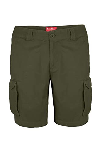 BlauerHafen Herren Cargo Shorts 100% Baumwolle Combat Kurz Hose Normale Passform Bermuda (W32 (Taille: 84-86cm), Olivgrün) von BlauerHafen