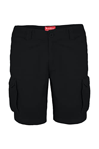 BlauerHafen Herren Cargo Shorts 100% Baumwolle Combat Kurz Hose mit Reißverschluss, Bermuda Stil, Normale Passform, Mittlere Taille, Sommer Freizeit Hose (W32, SCHWARZ) von BlauerHafen