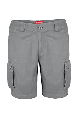 BlauerHafen Herren Cargo Shorts 100% Baumwolle Combat Kurz Hose Normale Passform Bermuda (W36 (Taille: 94-96cm), Hellgrau) von BlauerHafen
