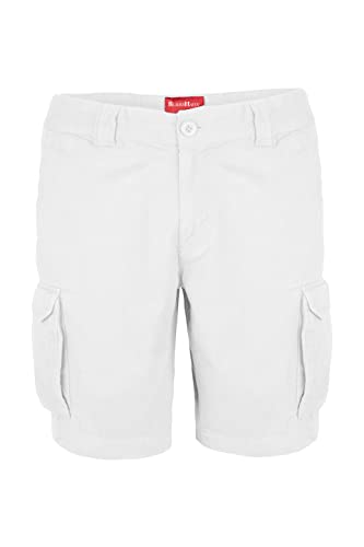 BlauerHafen Herren Cargo Shorts 100% Baumwolle Combat Kurz Hose Normale Passform Bermuda (W40 (Taille: 104-106cm), Weiß) von BlauerHafen