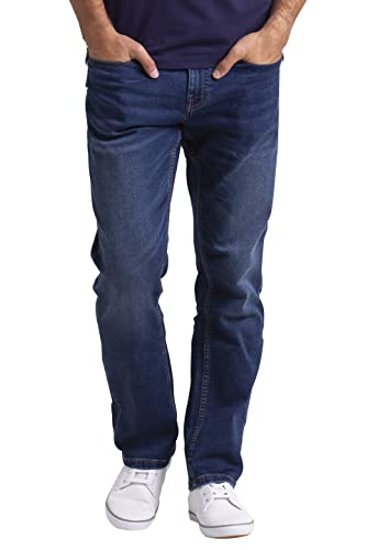 BlauerHafen Herren Classic Knitted Denim Relaxed Fit Stretch Comfort Faded Wash Jeanshose (Dunkelblau, 34W / 32L) von BlauerHafen