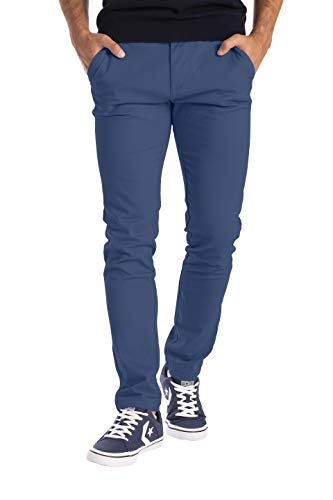 BlauerHafen Herren Designer Chino Hose Stretch Stoff Chinohose Slim Fit Casual Trousers (30W / 32L, Paleblau) von BlauerHafen