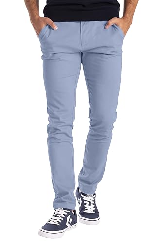 BlauerHafen Herren Designer Chino Hose Stretch Stoff Chinohose Slim Fit Casual Trousers (34W / 34L, Himmelblau) von BlauerHafen