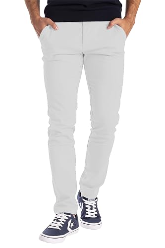 BlauerHafen Herren Designer Chino Hose Stretch Stoff Chinohose Slim Fit Casual Trousers (34W / 34L, Weiß) von BlauerHafen