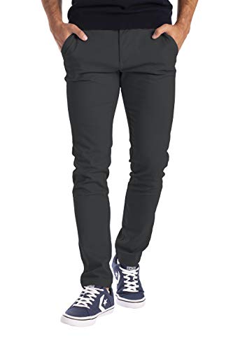 BlauerHafen Herren Designer Chino Hose Stretch Stoff Chinohose Slim Fit Casual Trousers (36W / 30L, Dunkelgrau) von BlauerHafen