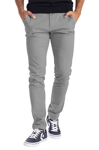 BlauerHafen Herren Designer Chino Hose Stretch Stoff Chinohose Slim Fit Casual Trousers (36W / 30L, Hellgrau) von BlauerHafen