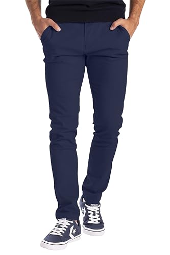 BlauerHafen Herren Designer Chino Hose Stretch Stoff Chinohose Slim Fit Casual Trousers (36W / 30L, Navy) von BlauerHafen